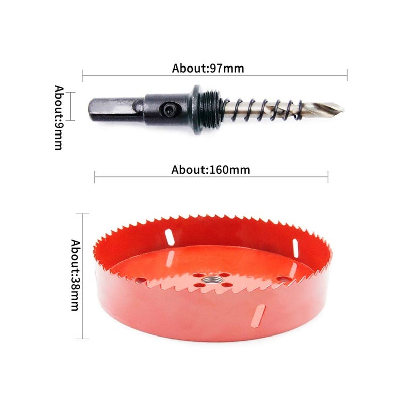 Laiwei Hole Saw 160mm LAIWEI Drill Bit HSS Hole Cutter with Arbor for Wood,PVC Board and Plasterboard(6-2/7") - Image 3